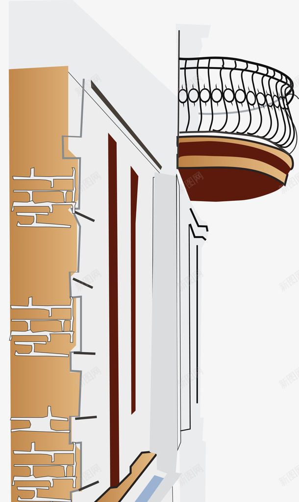 文艺风白色小楼墙壁png免抠素材_88icon https://88icon.com 小楼墙壁 文艺风 水彩 白色墙壁 阳台 黑色围栏