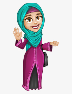 卡通手绘阿拉伯迷人女孩矢量图素材