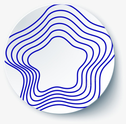蓝色五角星线条盘子装饰矢量图素材