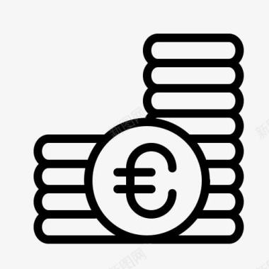 硬币硬币货币欧元金融钱价格货币图标图标