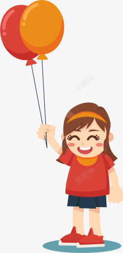 儿童节牵着气球的女孩素材