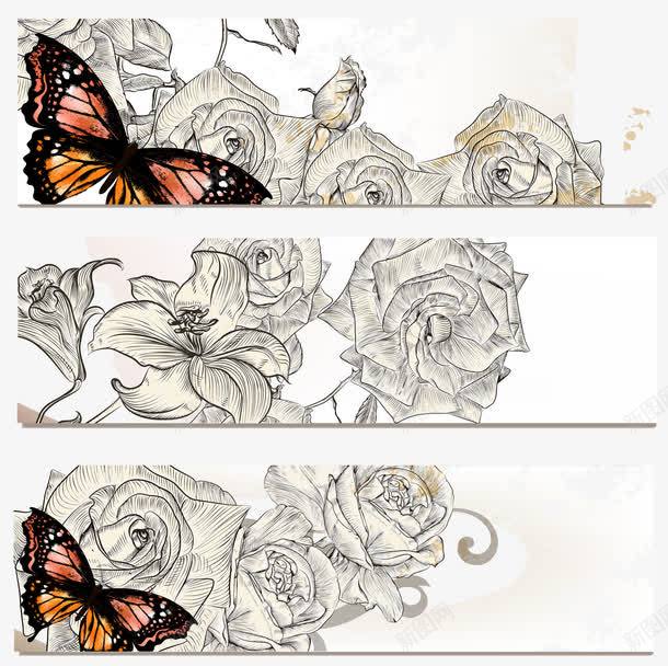 古典植物BANNERSpng免抠素材_88icon https://88icon.com 底纹 背景 花卉图案