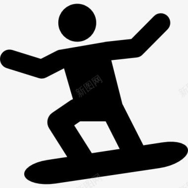 运动人物剪影滑雪板的轮廓图标图标
