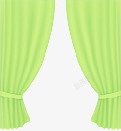 卡通绿色窗帘素材