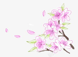 手绘卡通粉色桃花花瓣素材