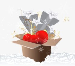 礼盒里的圣诞球与星星素材
