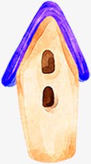 创意扁平彩绘风格紫色小房子素材