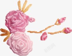 编织丝带绣两朵玫瑰花素材
