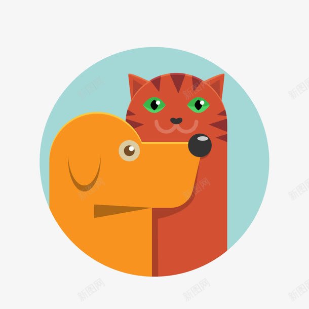 猫狗png免抠素材_88icon https://88icon.com 卡通动物 红色猫 黄色狗