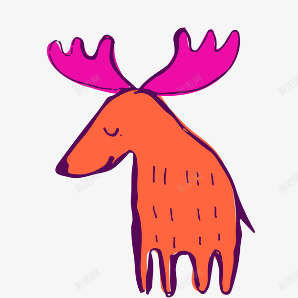 卡通动物手绘矢量图ai免抠素材_88icon https://88icon.com 动物设计 卡通 小鹿 彩绘 手绘 橙色 矢量图