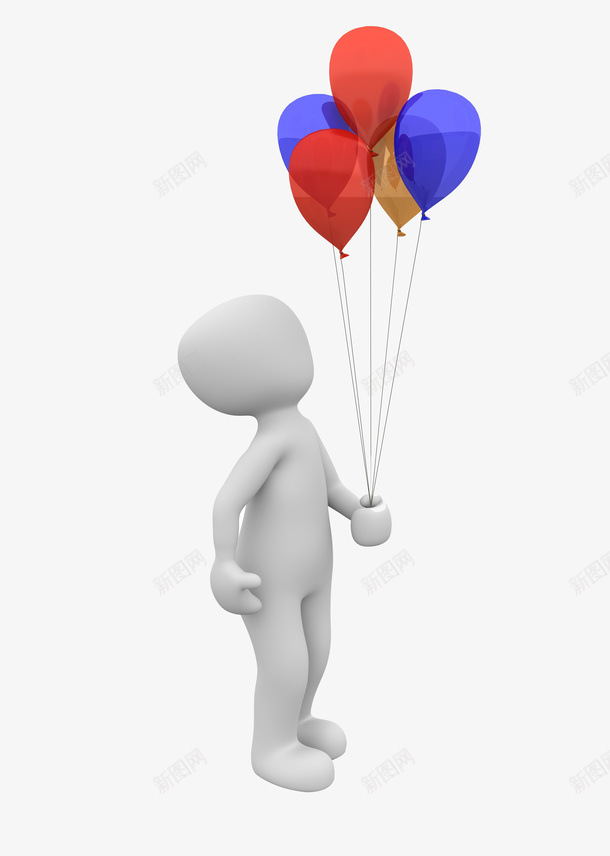 拿气球的3D小人png免抠素材_88icon https://88icon.com 3D 小人 气球 立体