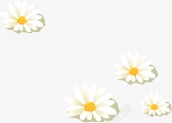 白色卡通手绘雏菊花朵素材