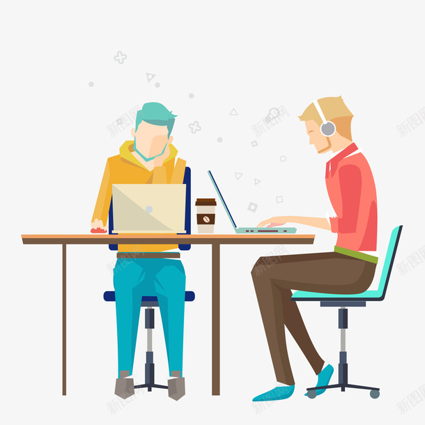 扁平电脑科技团队矢量图eps免抠素材_88icon https://88icon.com 上班族 免扣Png 创意 办公桌 听音乐 咖啡 团队 扁平 手绘 时尚 电脑 科技 矢量图