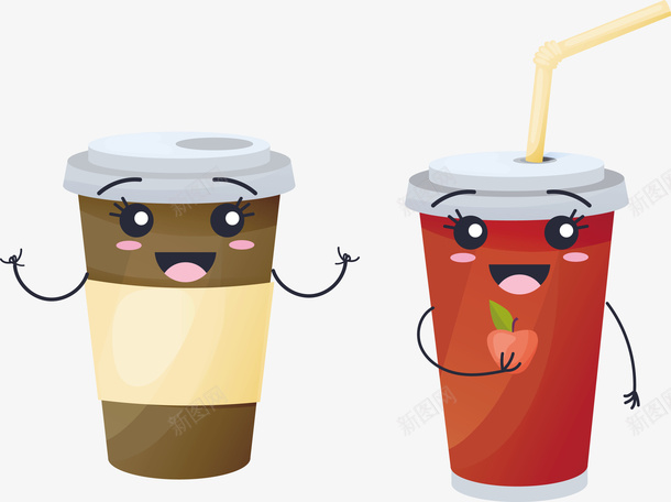 两杯手里褐色可乐矢量图eps免抠素材_88icon https://88icon.com 两杯可乐 可乐 可乐饮料 矢量可乐 饮料PNG 矢量图