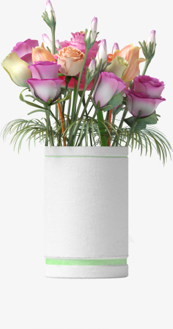 白色花瓶里的玫瑰花素材