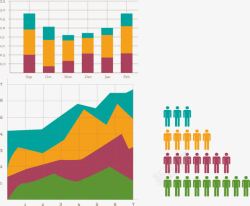 四色数据分析图表素材