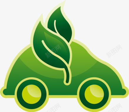 绿色病毒绿色节能环保汽车图矢量图图标图标