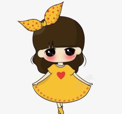 穿着黄色长裙的可爱小女孩素材