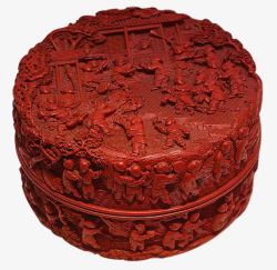 红色花纹乾隆款剔红百子魔法宝盒素材