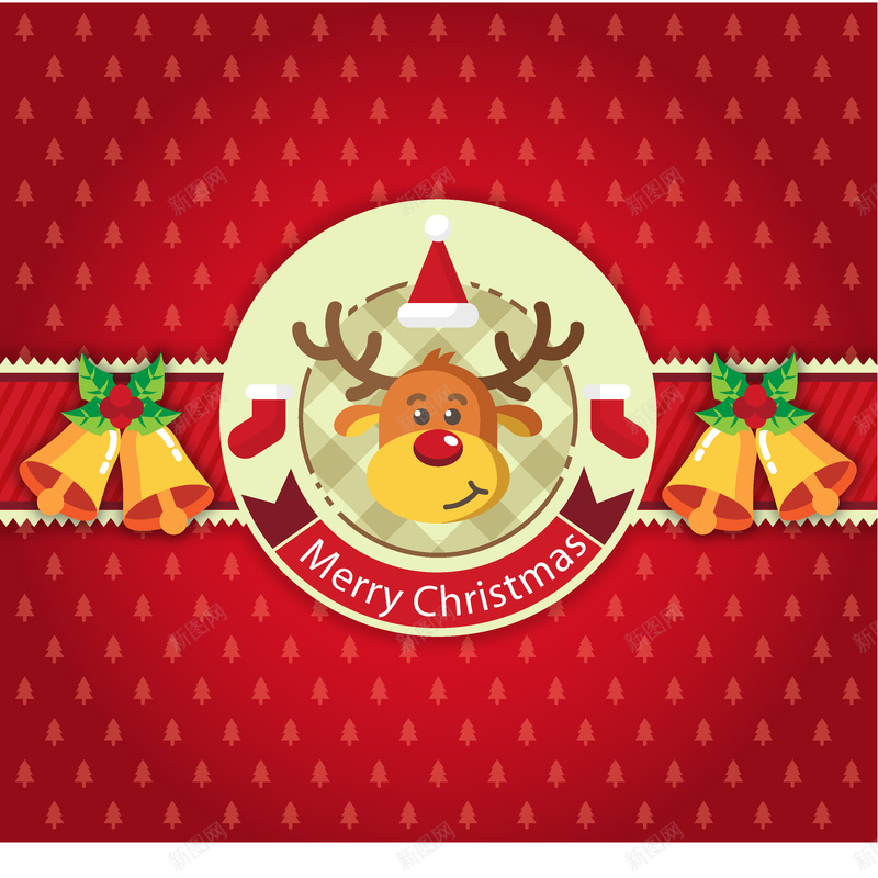 狂欢圣诞小鹿红色背景矢量图ai设计背景_88icon https://88icon.com 圣诞 小鹿 激情 狂欢 红色 背景 矢量图