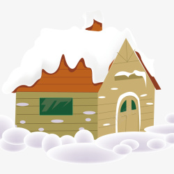 雪盖住了房子矢量图素材