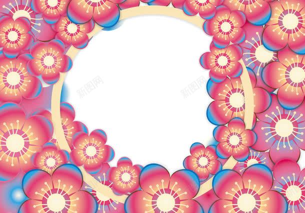 粉蓝色花朵png免抠素材_88icon https://88icon.com 圆形花框 水彩花卉 水彩花框 矢量素材 矢量花朵 粉色 花卉 花卉素材
