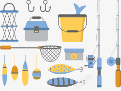 钓鱼工具矢量图素材