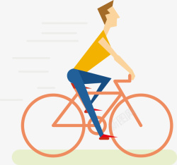 一个男士骑着自行车运动矢量图素材