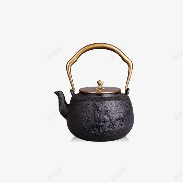 三阳开泰铸铁茶壶png免抠素材_88icon https://88icon.com 产品实物 大容量烧水壶 茶壶