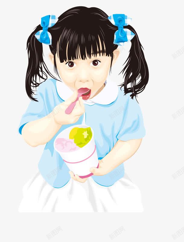 手绘吃冰淇淋的小女孩png免抠素材_88icon https://88icon.com 卡通 女孩子 小女孩 手绘 蓝色衣服