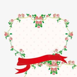 心形花卉红色飘带文案背景装饰素材