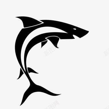 黑色手绘的鲨鱼图标图标