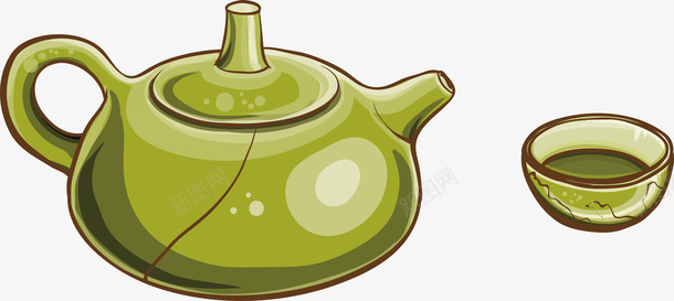 绿色茶壶png免抠素材_88icon https://88icon.com 手绘 绿色 茶具 茶壶 茶杯