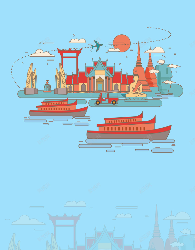 手绘简约泰国建筑旅游文化海报背景psd设计背景_88icon https://88icon.com 广告设计 开心 手绘简约 曼谷旅游 泰国之旅 泰国文化 泰国签证 泰国自由行 泰国风光 泰国风情 海报背景