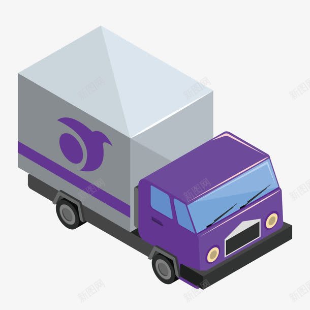 紫色厢式货车png免抠素材_88icon https://88icon.com 卡车 厢式 紫色 货车 货车矢量 送货车