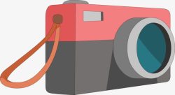 红色灰色旅游相机矢量图素材