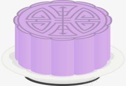 紫色卡通月饼素材