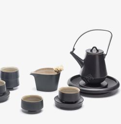黑色茶壶和茶杯素材