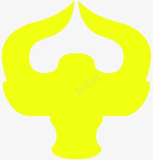 黄色滑雪板黄色牛角标识图标图标
