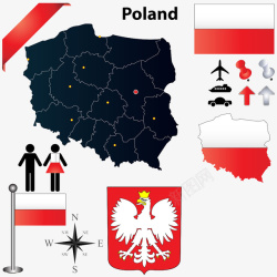 波兰波兰国旗地图高清图片