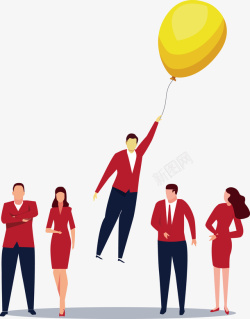 五个气球五个红衣服的人和气球矢量图高清图片