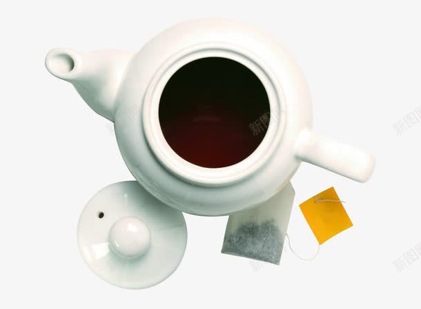 白色茶壶png免抠素材_88icon https://88icon.com 俯视图 吊茶 泡茶 瓷器 茶具 茶包 茶壶