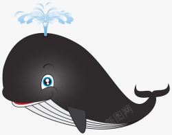 卡通黑色喷水鲸鱼素材