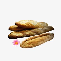 四个烘烤的长面包素材