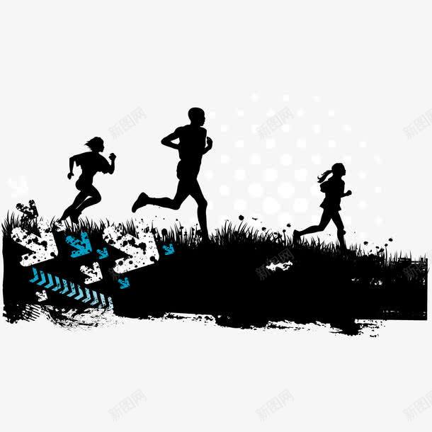 水墨和跑步的人png免抠素材_88icon https://88icon.com 人物剪影 水墨 矢量水墨 跑步影子 跑步的人