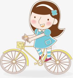 女孩骑单车矢量图素材
