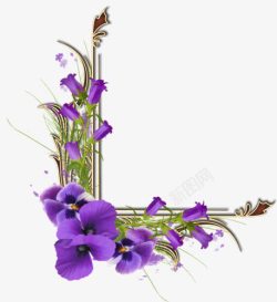 紫色花朵侧边框装饰素材