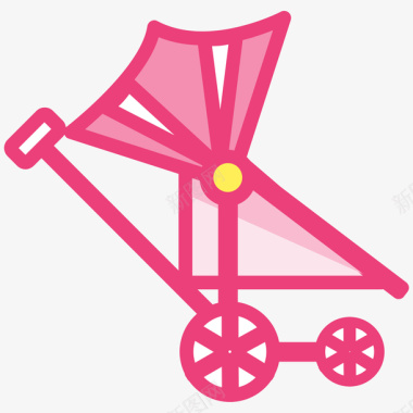 孩子和婴儿彩色手绘婴儿车元素矢量图图标图标