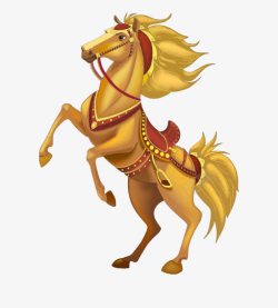 手绘金色的马素材