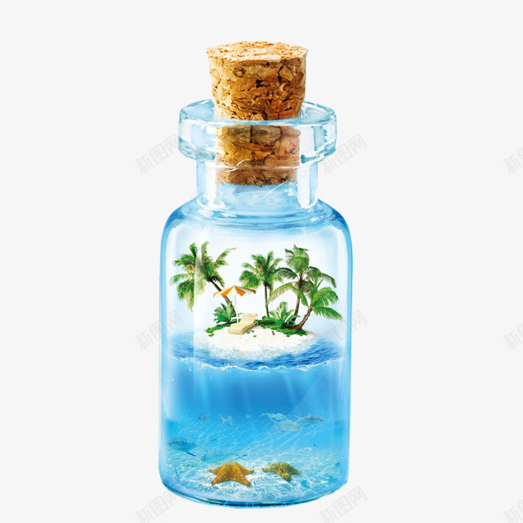 蓝色瓶子psd免抠素材_88icon https://88icon.com 海边 瓶子 蓝瓶子 蓝色